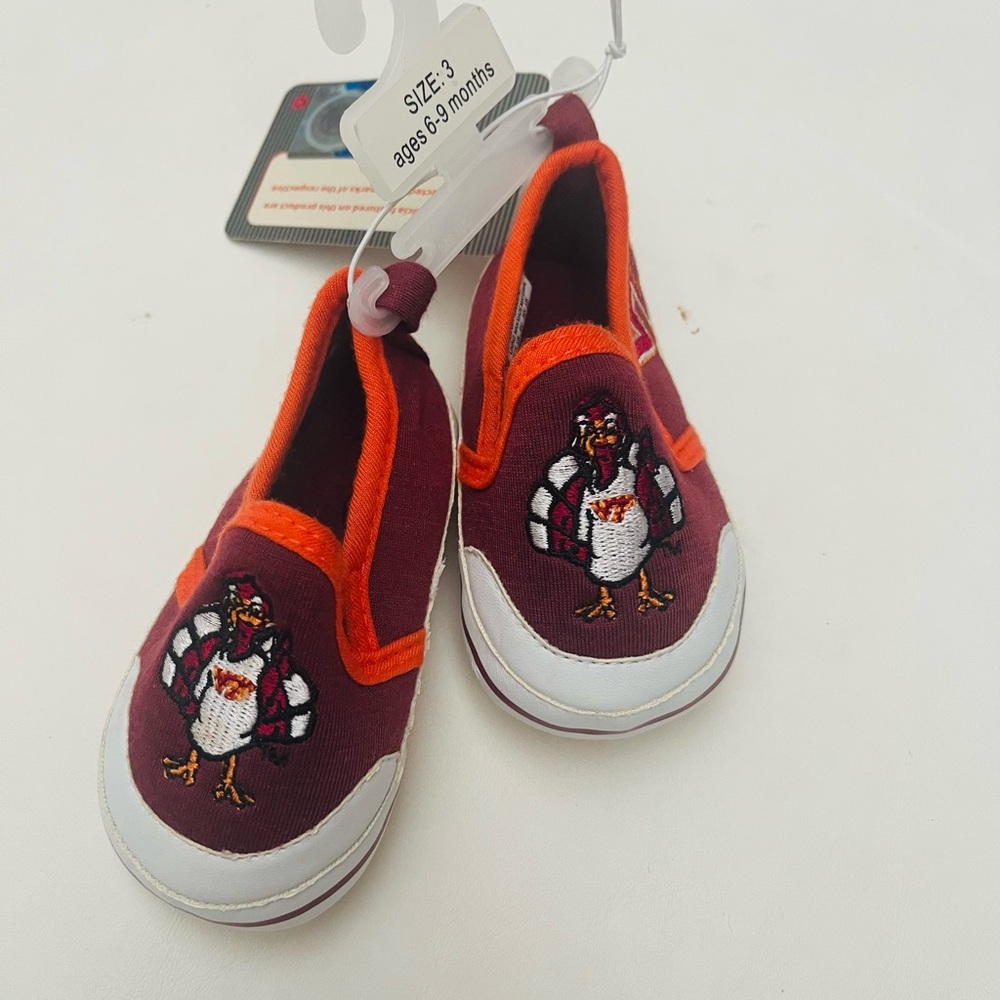 Unisex Virginia Tech Hokies Infants Baby Booties Shoes Size 3 Slip On NWT